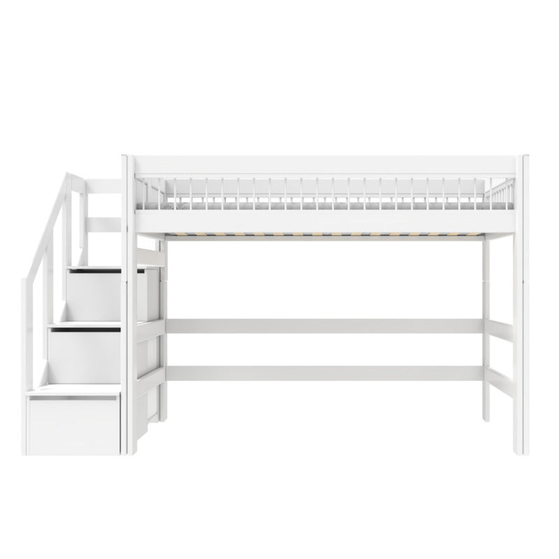 Lifetime Kidsrooms Breeze Low Loft bed with storage steps and optional curtain