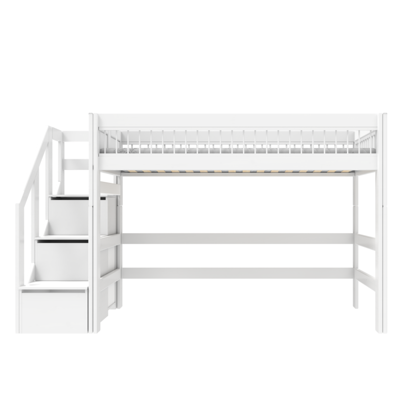 Lifetime Kidsrooms Breeze semi high bed in white with storage steps