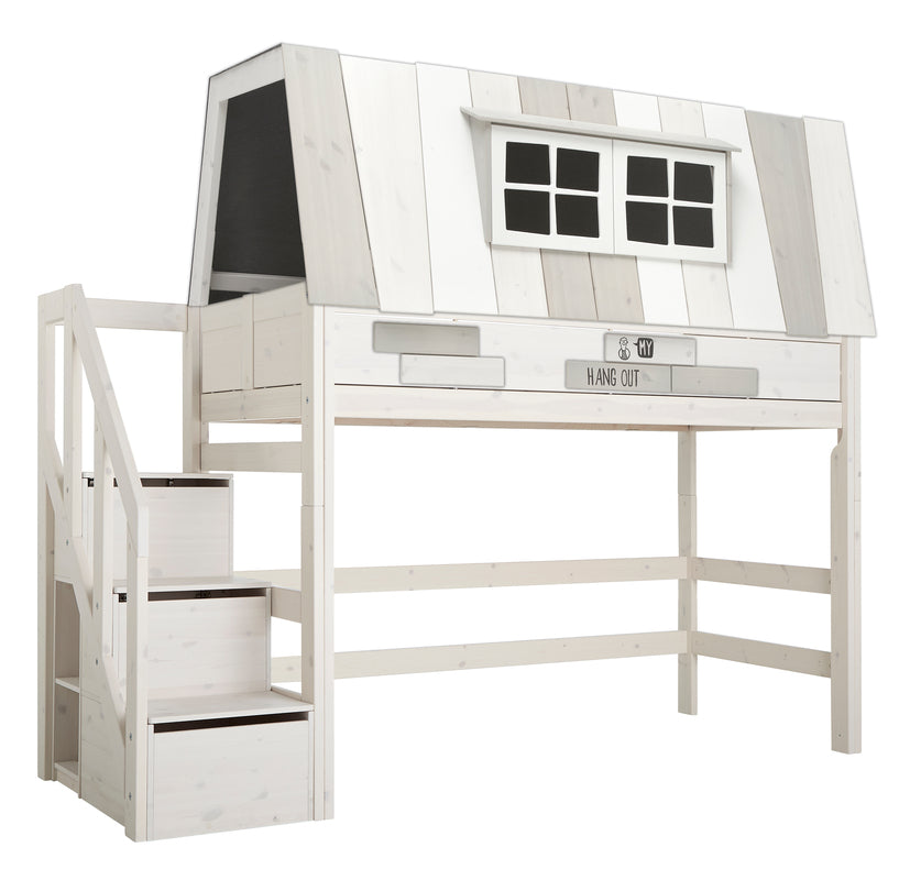 Lifetime Kidsrooms Low Loft Hangout bed with Storage Steps