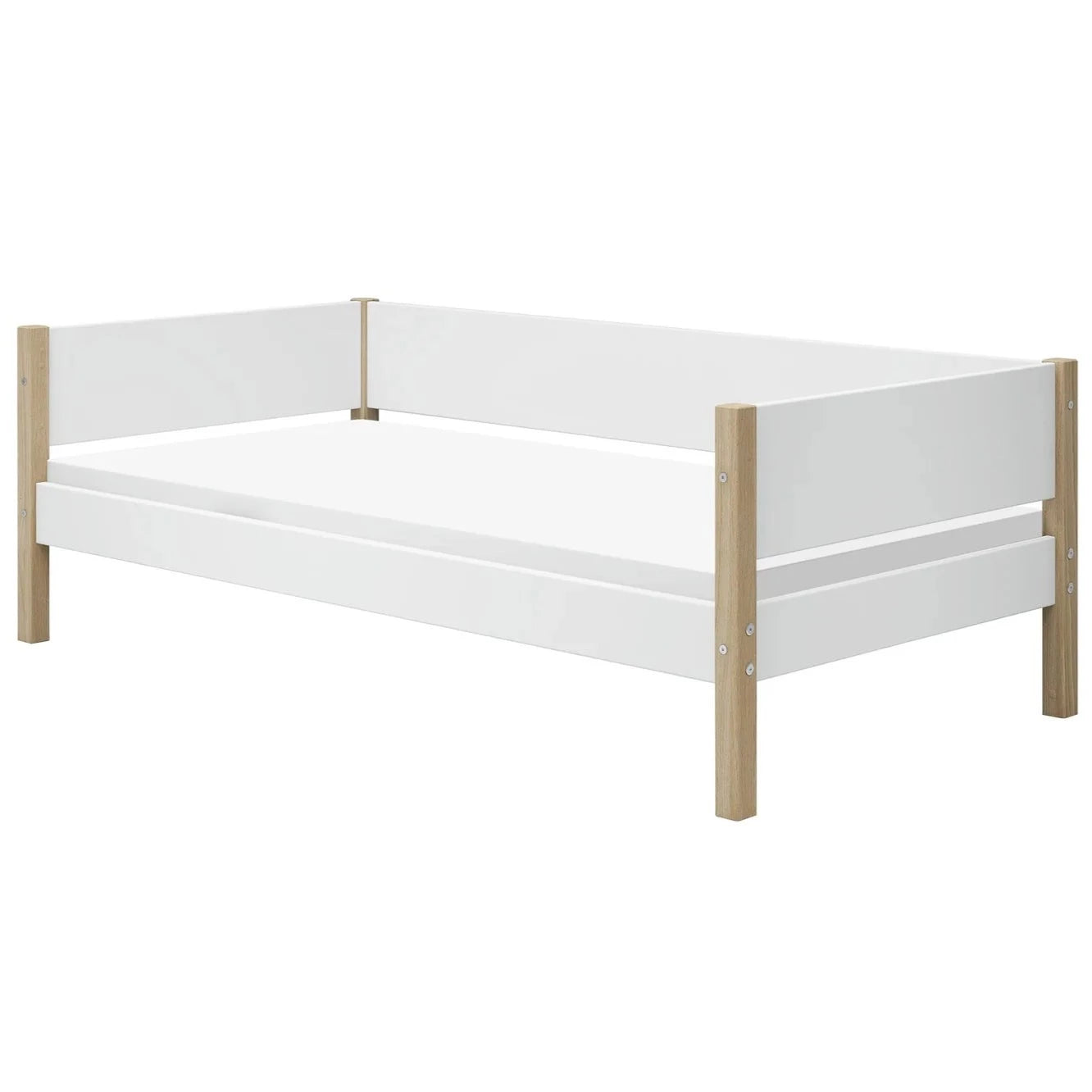 Flexa Nor Daybed with Optional Rail & Trundle in White & Oak