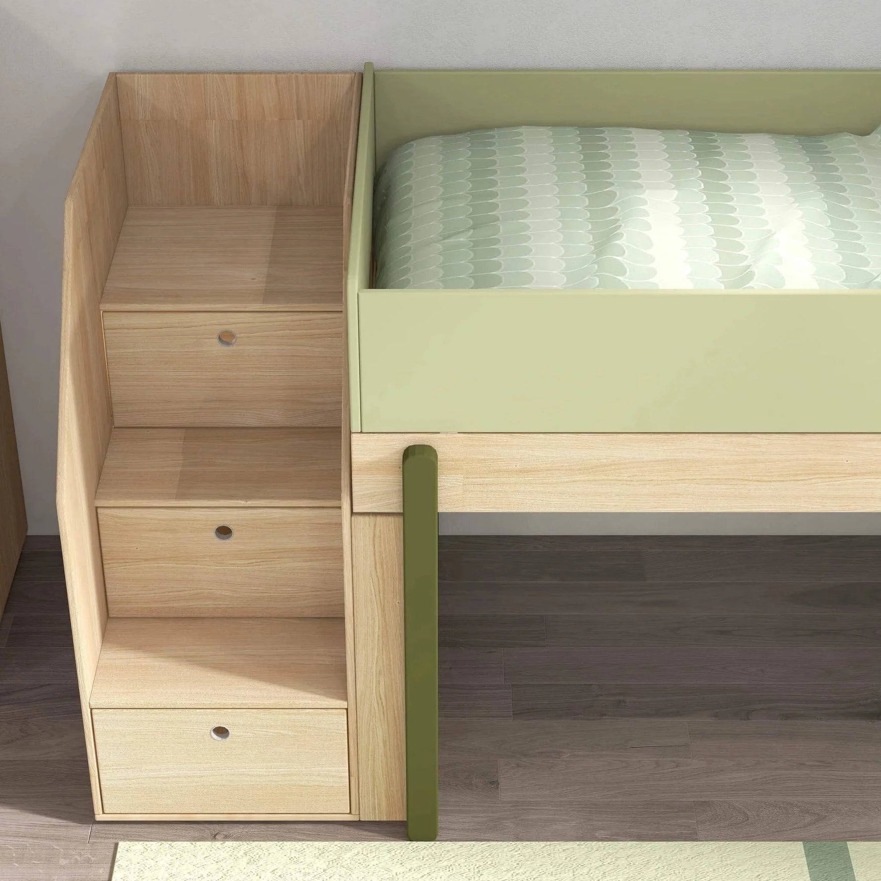 Flexa Popsicle Mid-High Bed with Staircase - Available in 3 colours