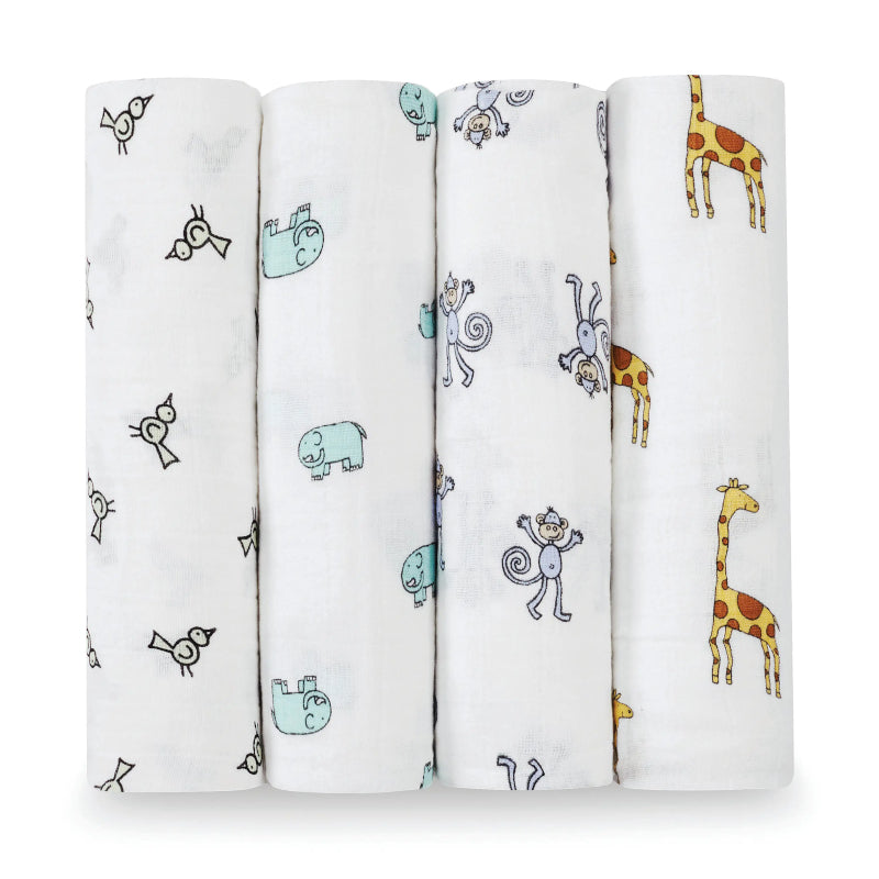 Aden and Anais Jungle Jam Muslin Swaddles – 4 pack
