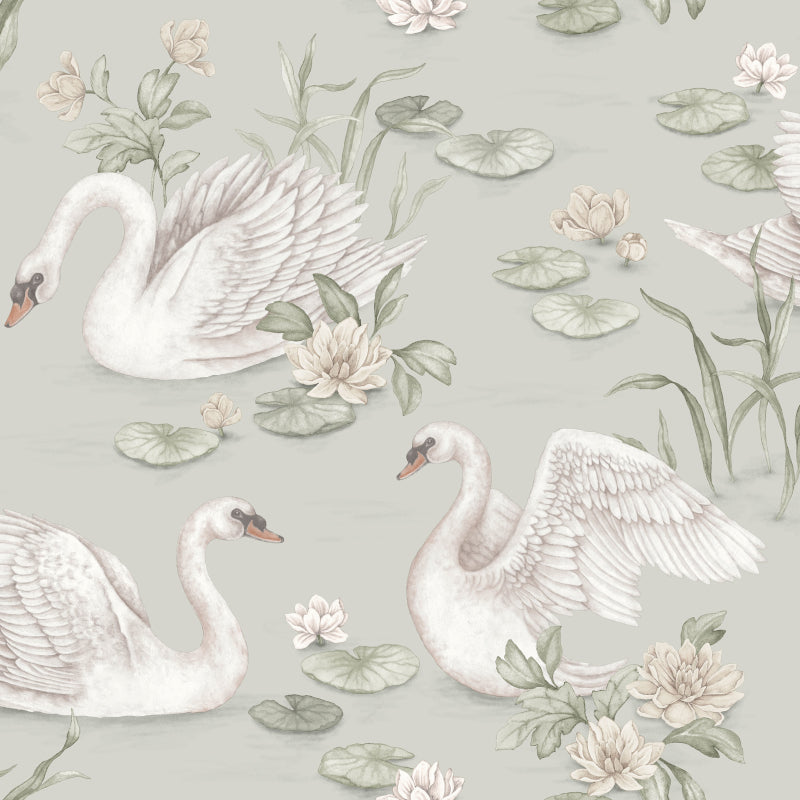 Borastapeter Lily Swan Sage Wallpaper
