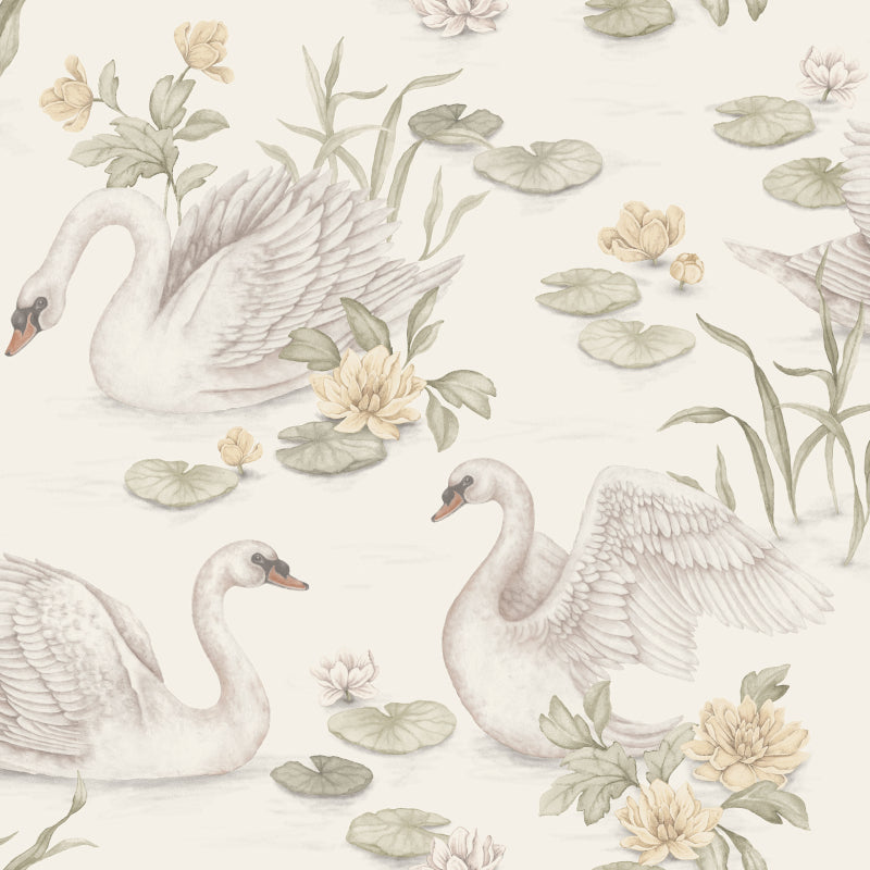 Borastapeter Lily Swan Ivory Wallpaper