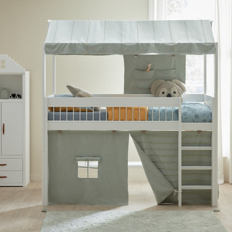Lifetime Kidsrooms Breeze semi high bed in white with roof and optional den