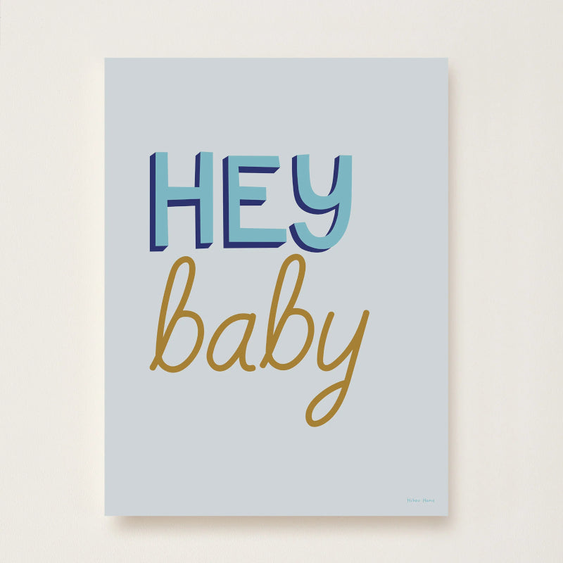 Hibou Home Hey Baby Art Print – Blue