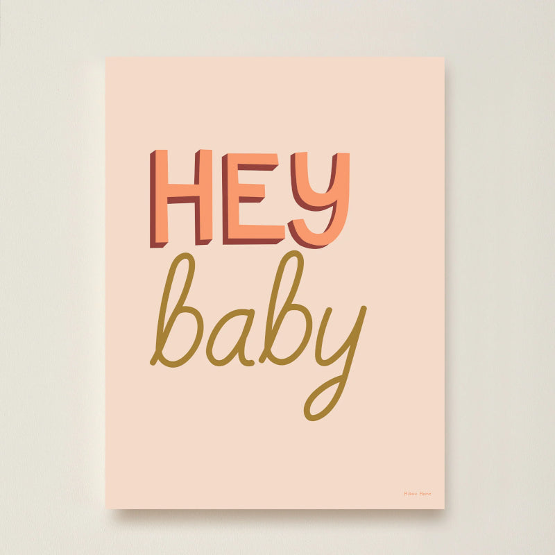 Hibou Home Hey Baby Art Print – Pink