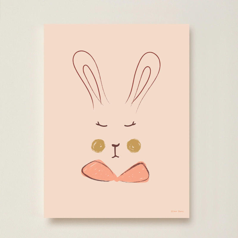 Hibou Home Sylvie Rabbit Art Print – Coral