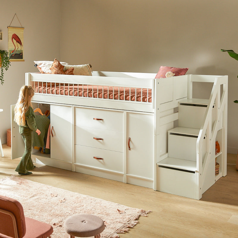 Lifetime Kidsrooms All in One Semi High Storage Bed with Steps