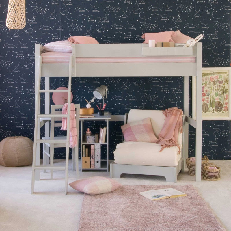 Little Folks Fargo High Sleeper Loft Bed With Futon & Storage Desk – 3 colour options