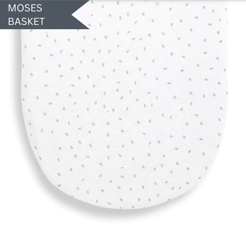 Little Green Sheep Moses Baskets Fitted Sheet in White Rice