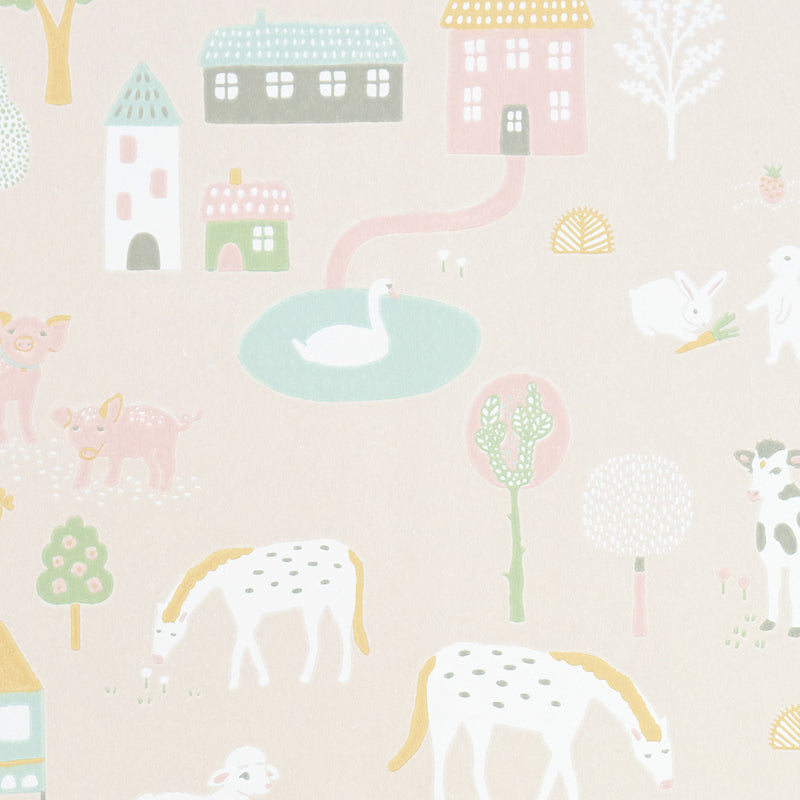 Majvillan My Farm Soft Pink Wallpaper *End of Batch – 1 Roll
