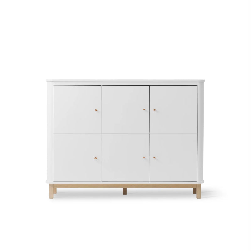 Oliver Furniture Wood Sideboard Cupboard with 3 Doors in White & Oak