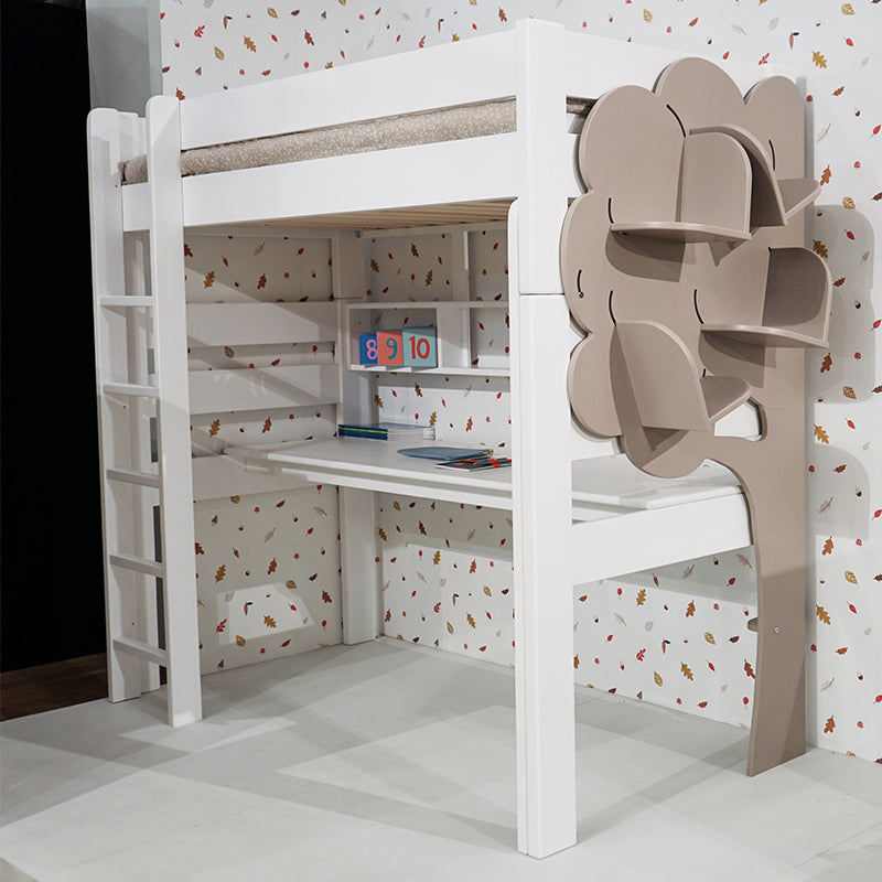 Separable Loft bed with desk and tree shelving from Mathy by Bols