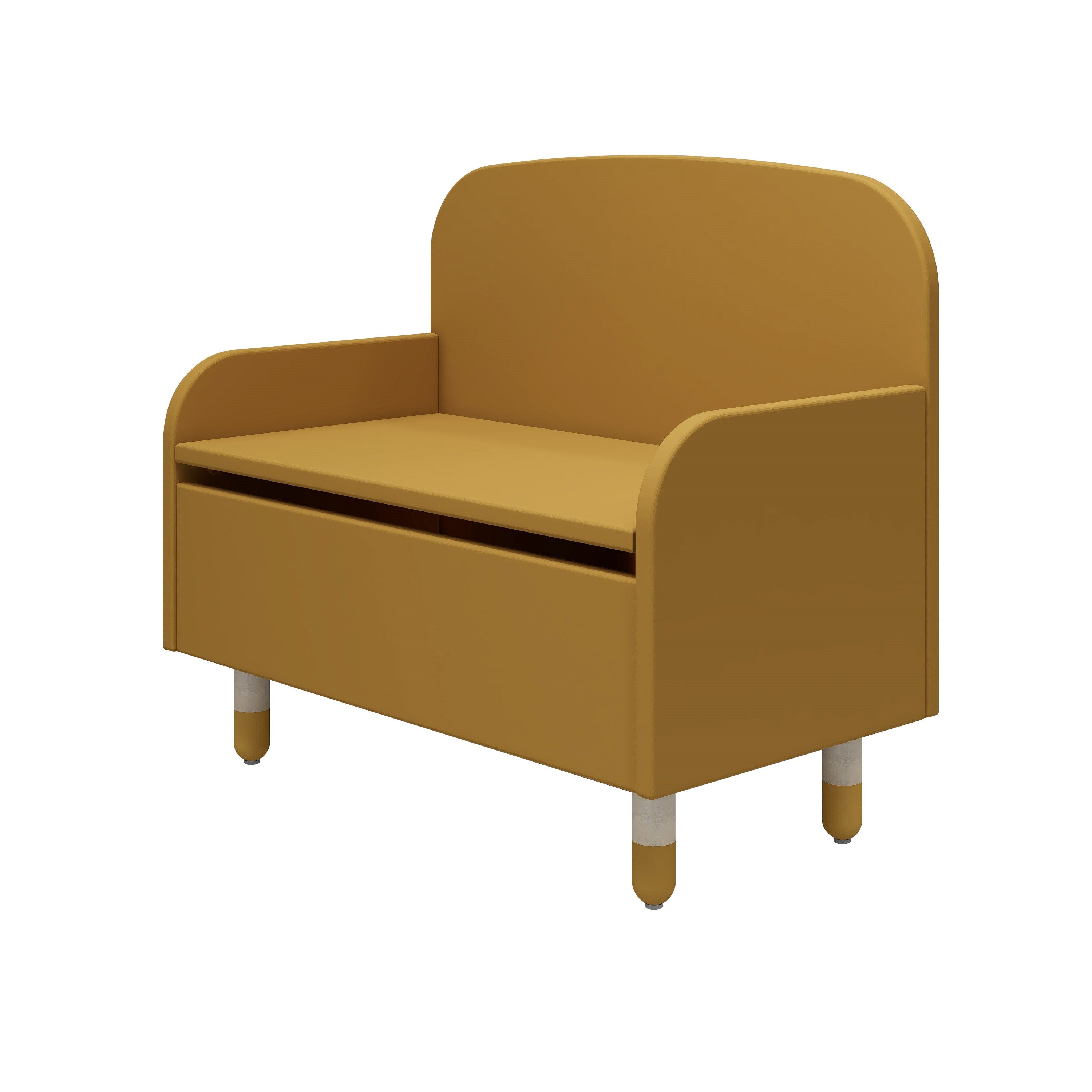 Flexa Dots Storage Bench with Back Rest in Mustard