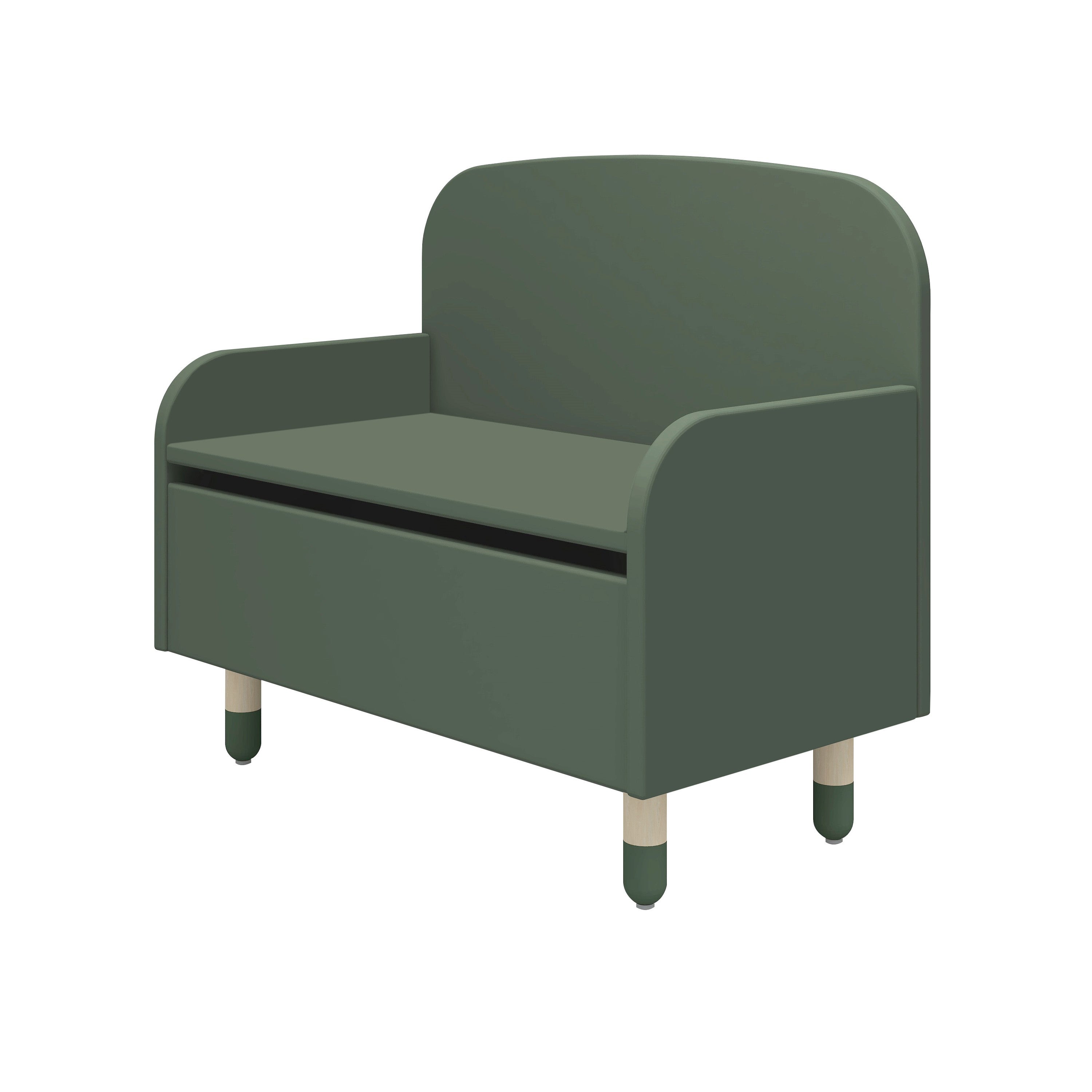 Flexa Dots Storage Bench with Back Rest in Deep Green