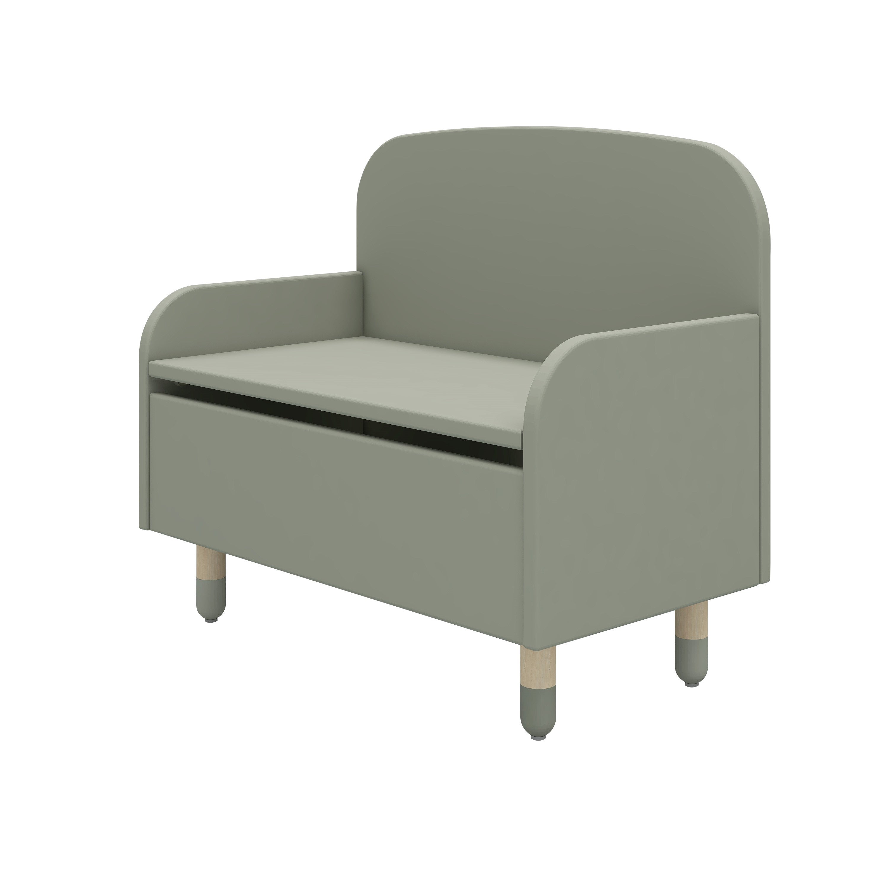 Flexa Dots Storage bench with back rest - Natural Green