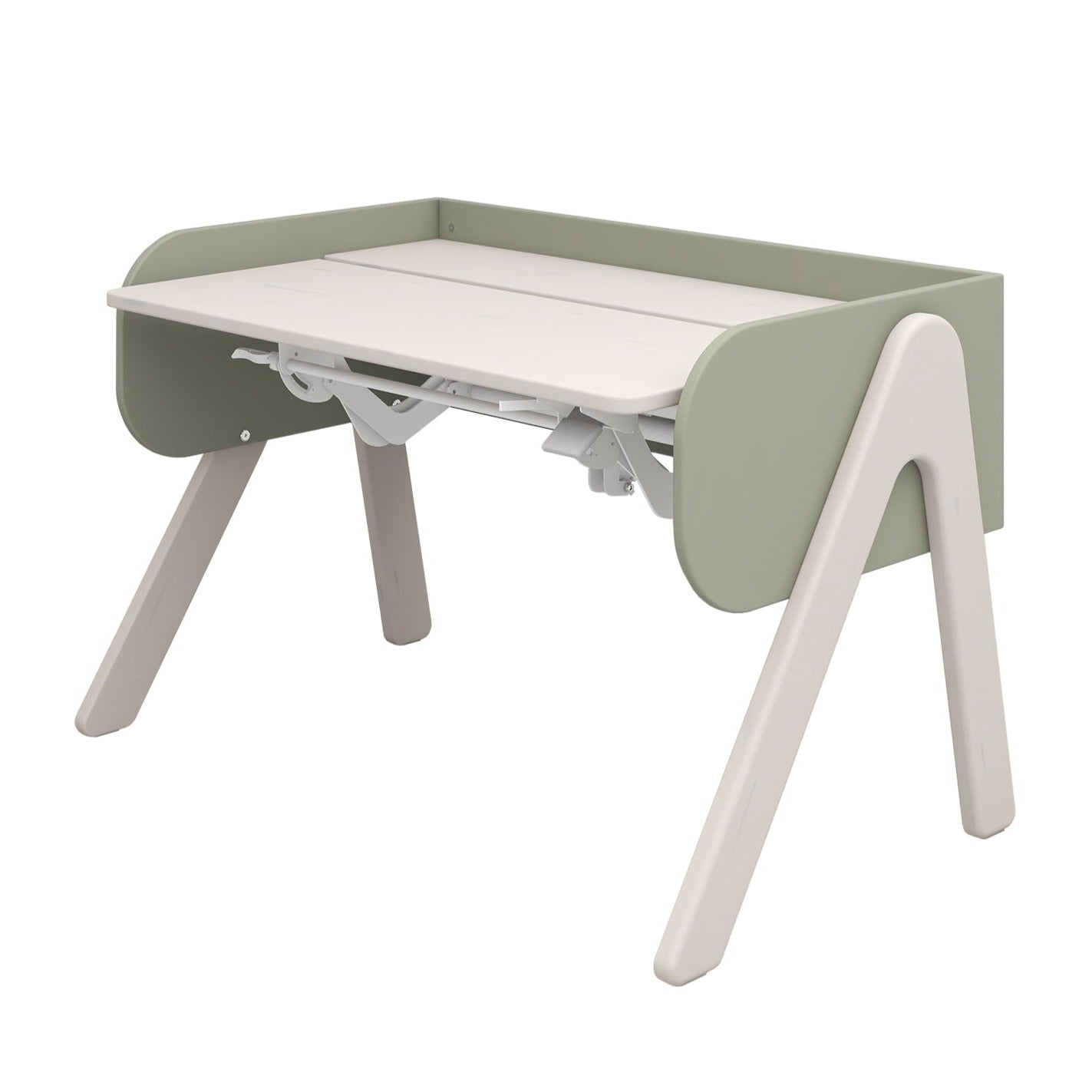 Flexa Woody Adjustable Desk in Greywash & Natural Green
