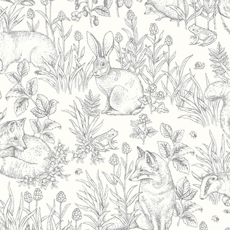 Forest Friends Wallpaper in White