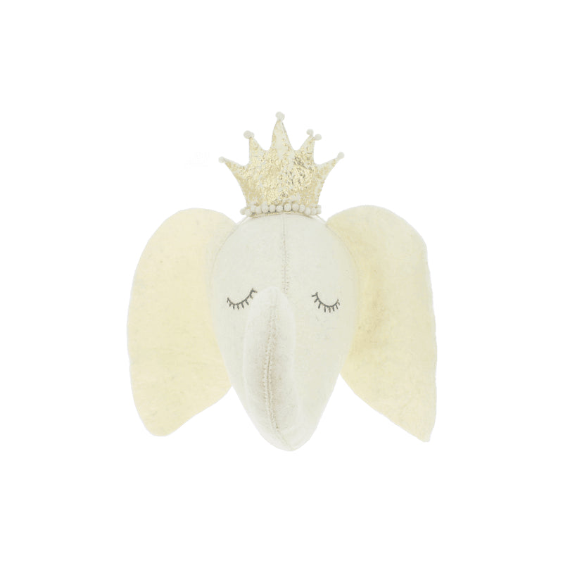 Fiona Walker Felt Elephant Wall Head with Crown