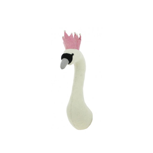 Fiona Walker Mini Felt Swan with Crown Wall Head
