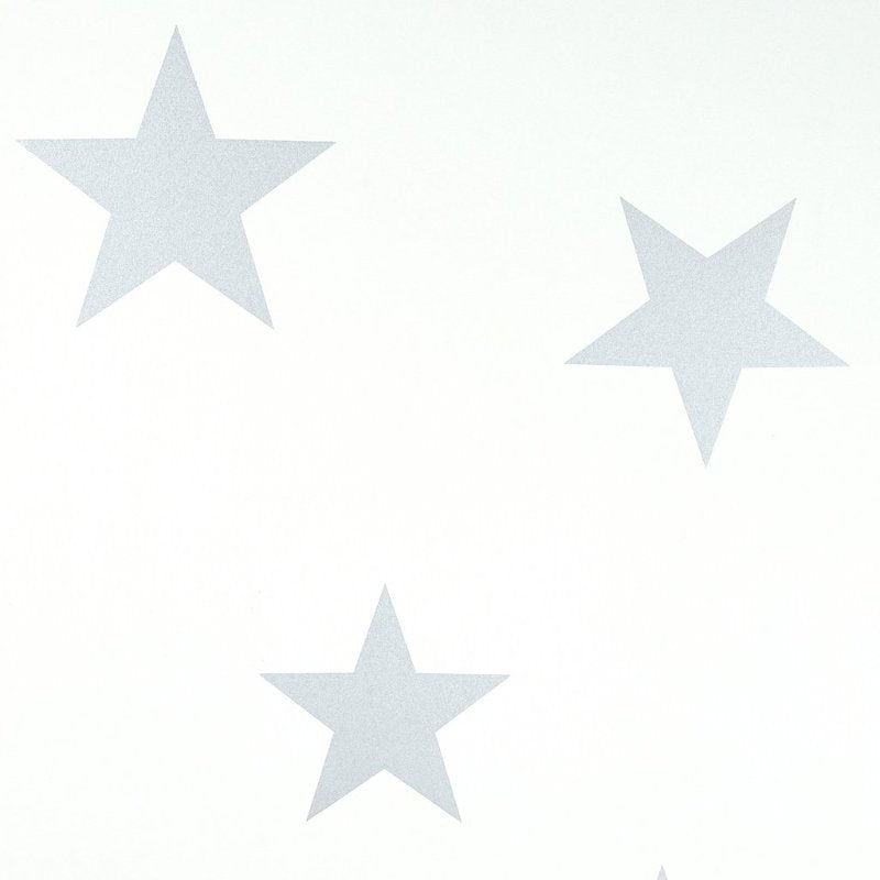 Hibou Home Star Silver & White Wallpaper