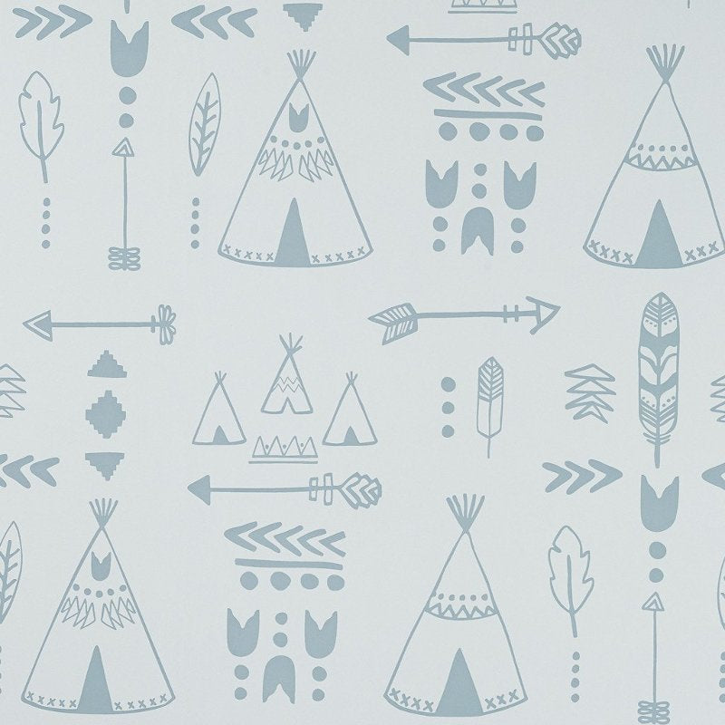 Hibou Home Teepees Storm Grey & Green Wallpaper