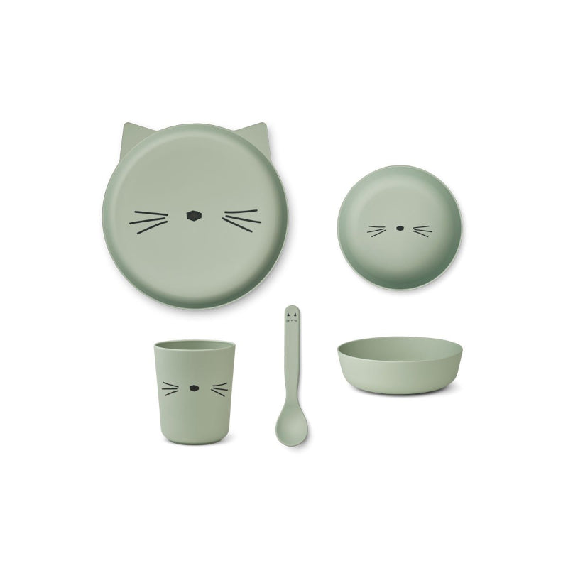 Liewood Brody Mint Cat Tableware (set of 4)
