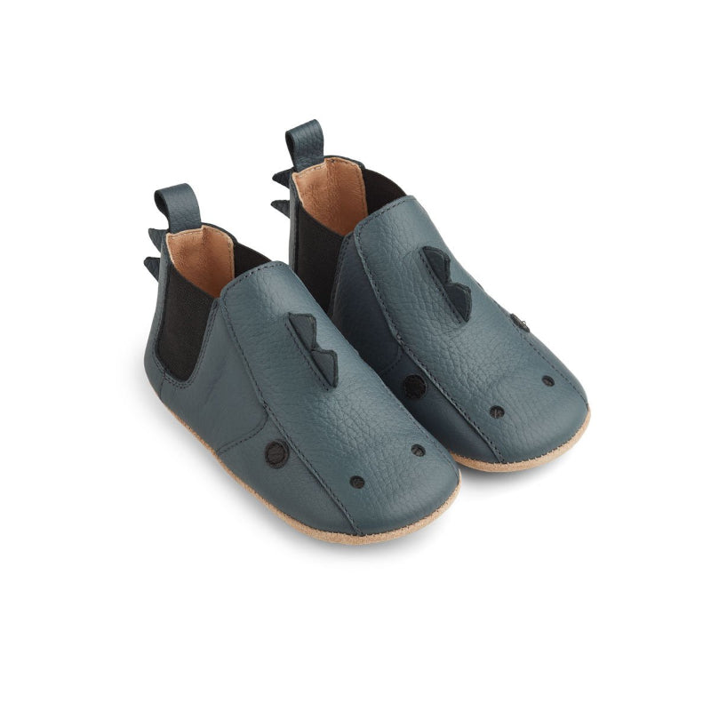 Liewood Edith Leather Slippers in Dino Blue