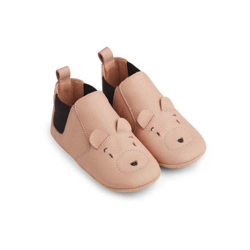 Liewood Edith Leather Slippers in Mr Bear Pale Tuscany