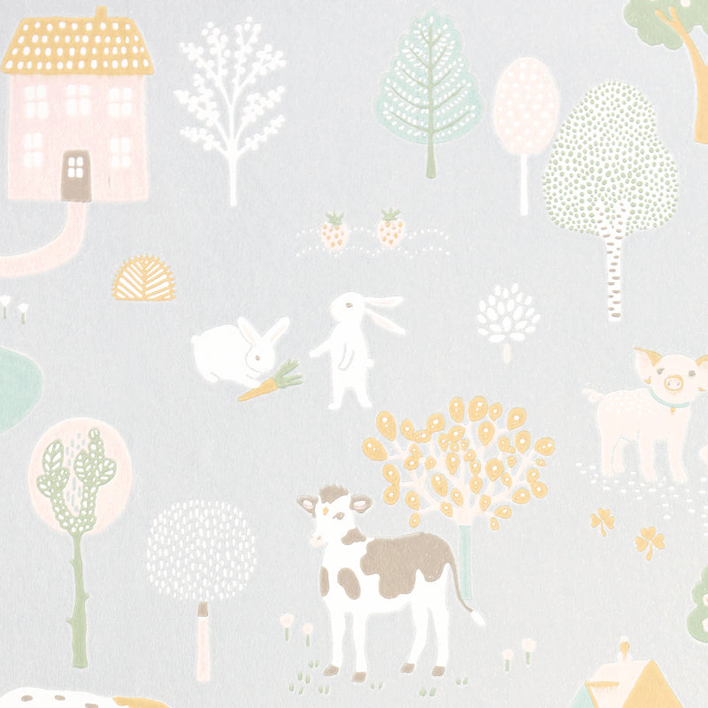 Majvillan My Farm Soft Grey Wallpaper