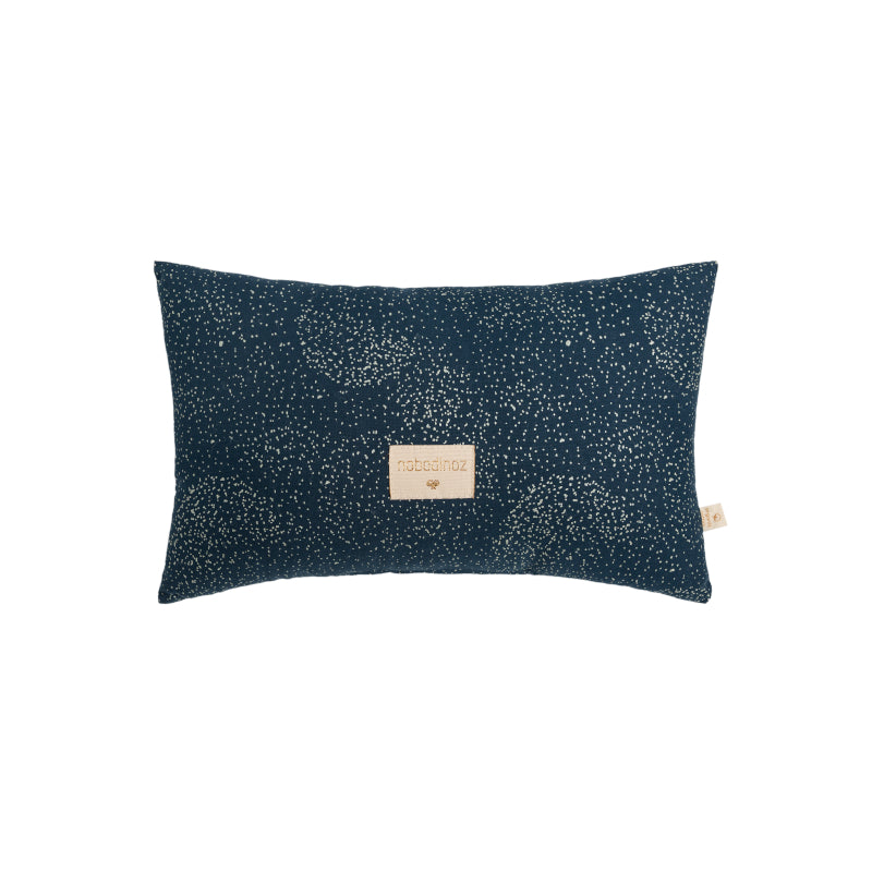 Nobodinoz Laurel Cushion in Night Blue and Gold Bubble