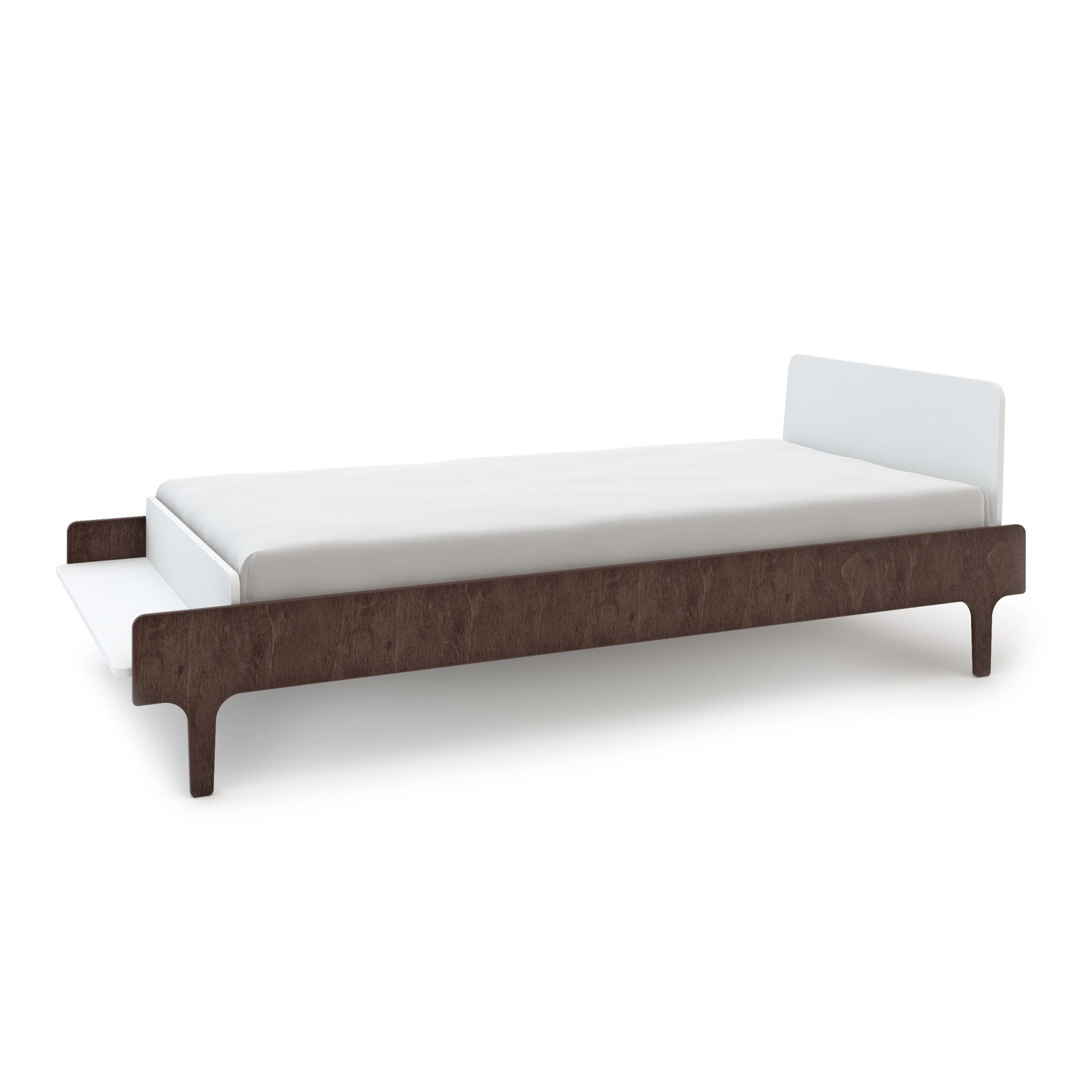 Oeuf River Single bed with optional trundle in White & Walnut