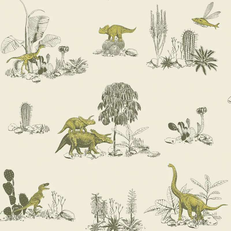 Sian Zeng Dino Yellow and Green Wallpaper