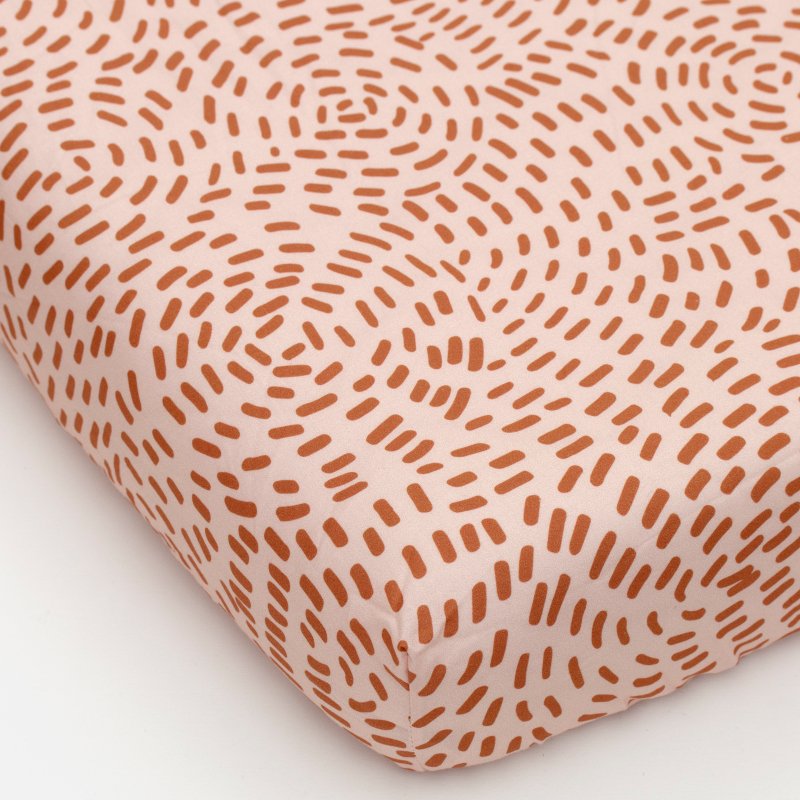 Studio Ditte Flow Fitted Single Sheet in Pink & Rust Brown