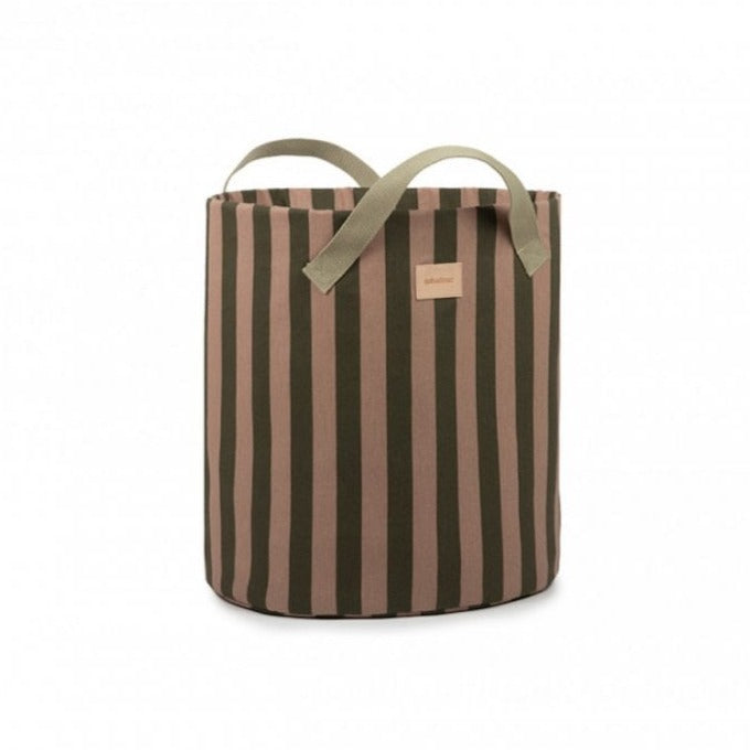 Nobodinoz Majestic Toy Bag in Green Taupe Stripes
