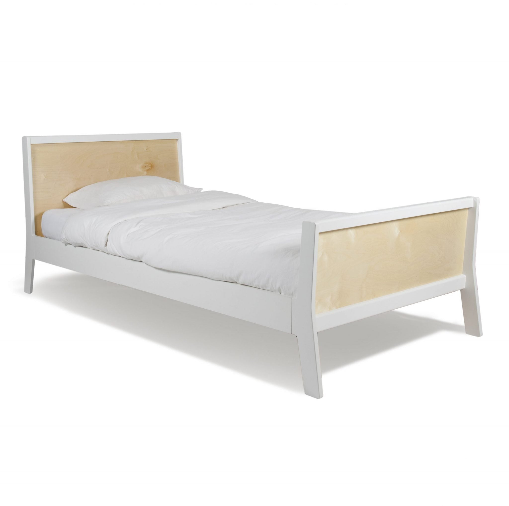Oeuf Sparrow Twin Bed with Optional Trundle in White & Birch