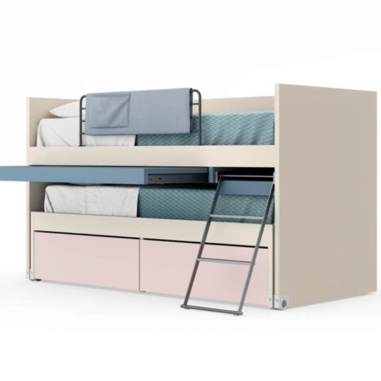 Raised Children’s Bed with Hidden Desk and Ladder
